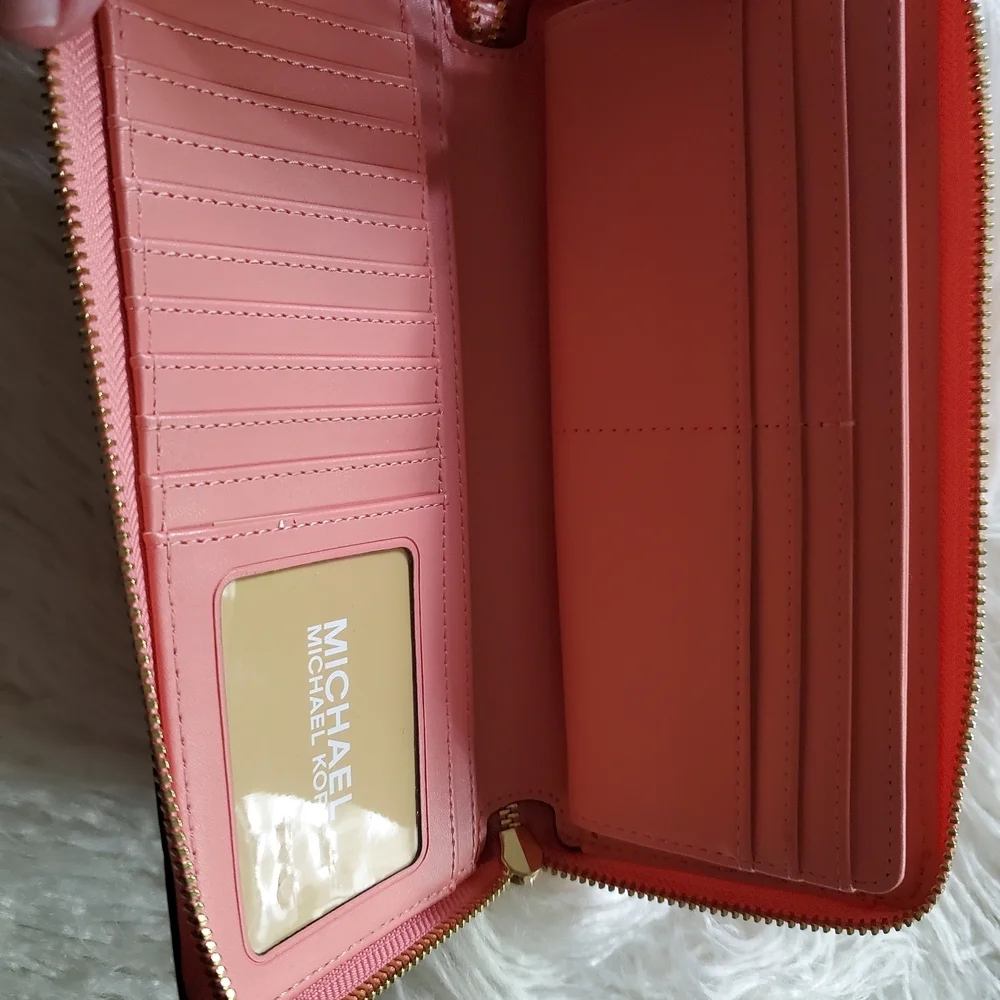Michael Kors Coral Leather Wristlet
